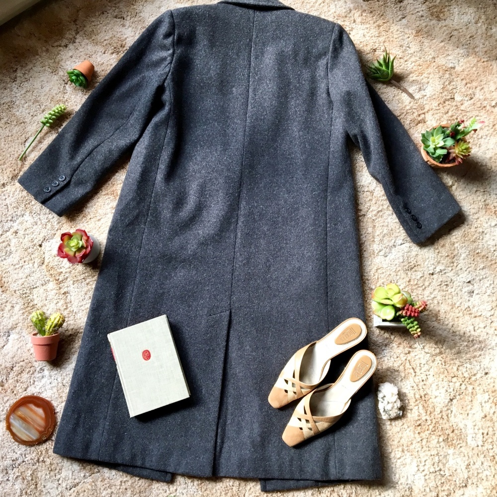 {Vintage} 100% Wool Long Grey Blogger Jacket/Coat - Picture 4 of 8